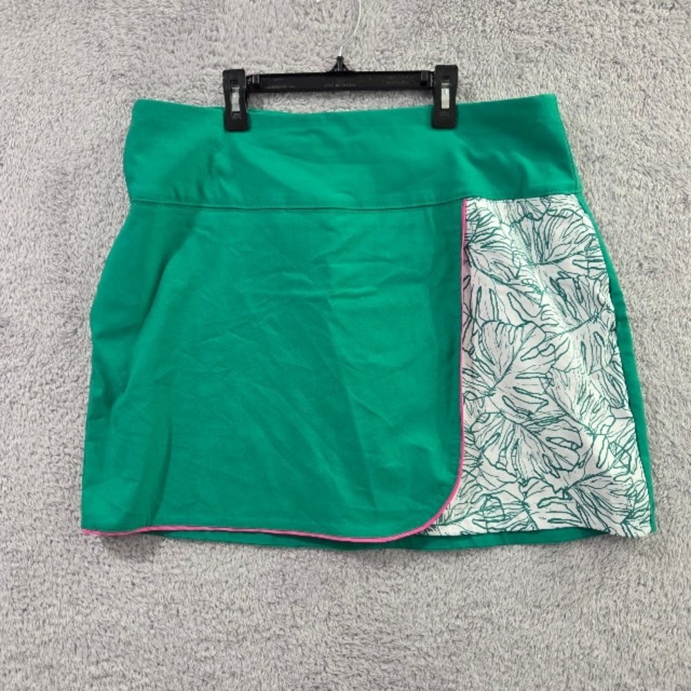 Lady Hagen Palm Wrap Mini Skort XL Green White Tropical Athletic Tennis Golf